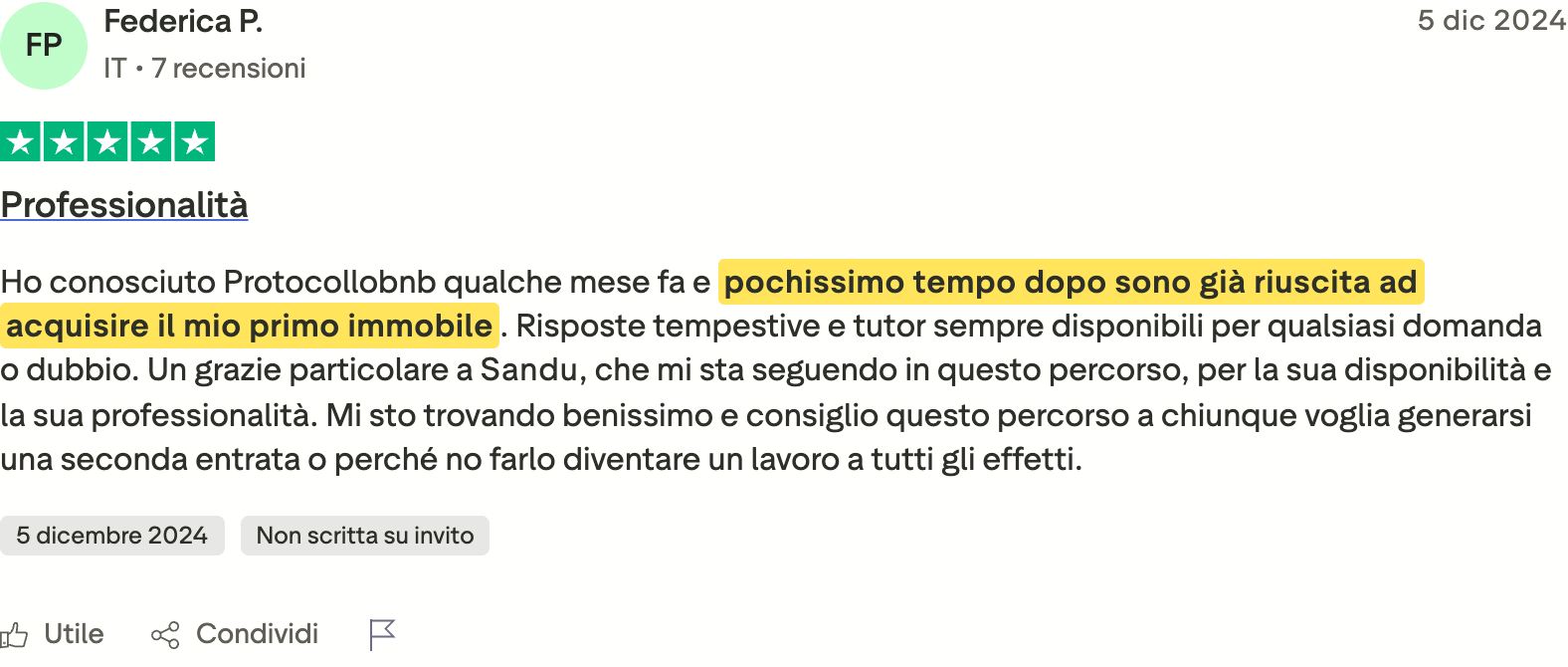 Recensione Trustpilot di Federica P. 2