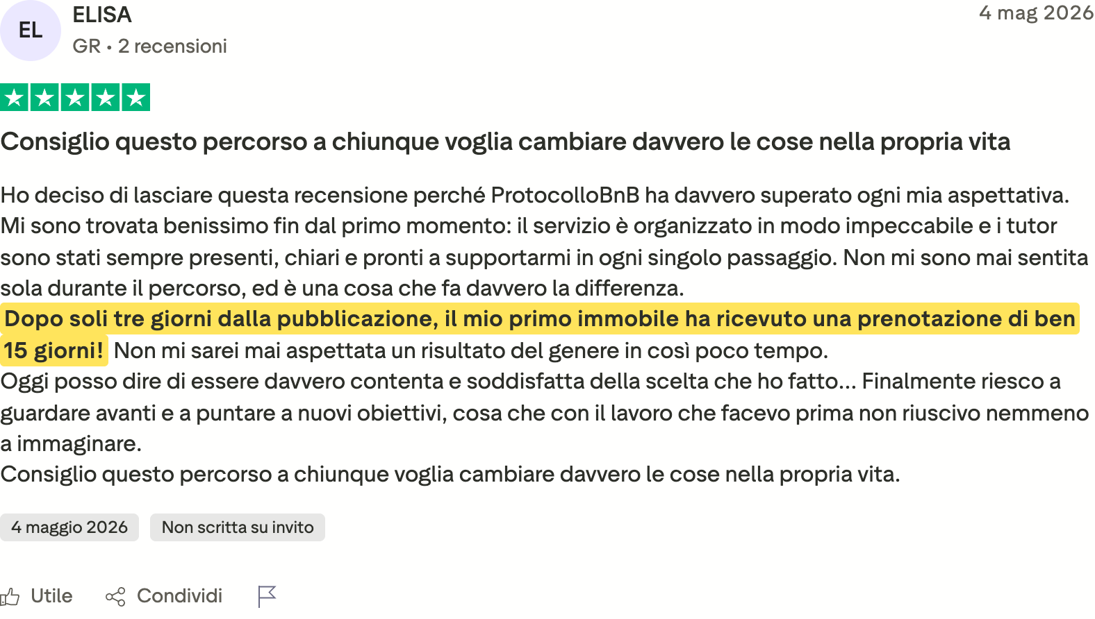 Recensione Trustpilot di Elisa