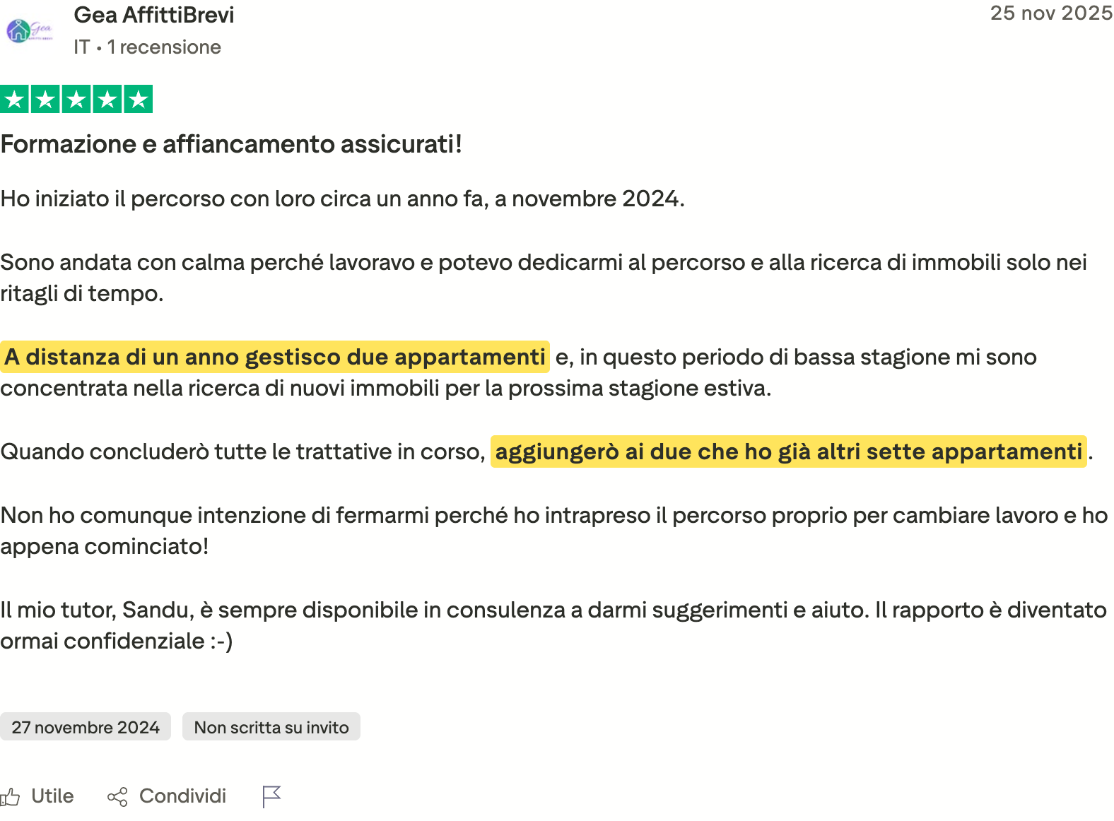 Recensione Trustpilot di Gea
