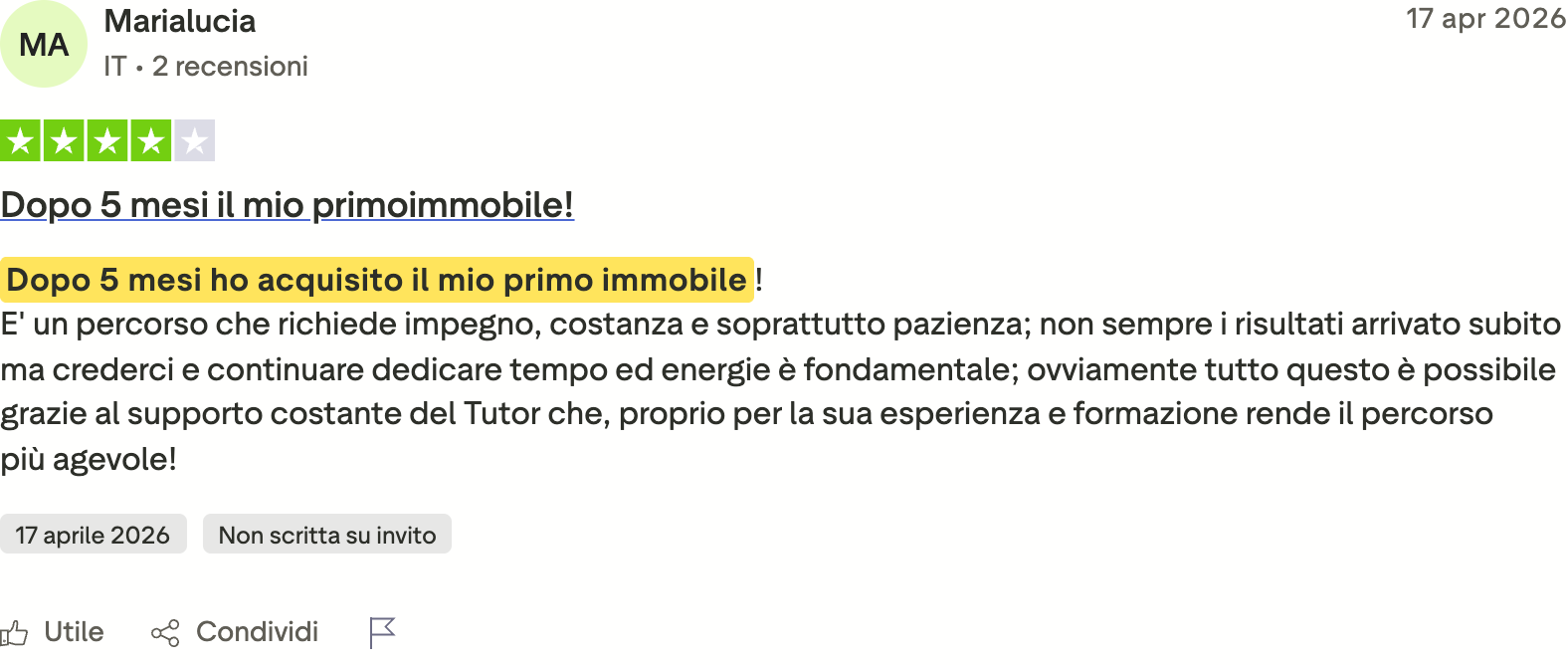 Recensione Trustpilot di Marialucia