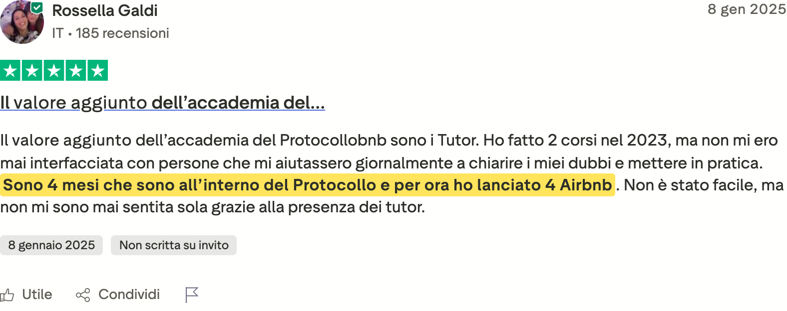 Recensione Trustpilot di Rossella Galdi